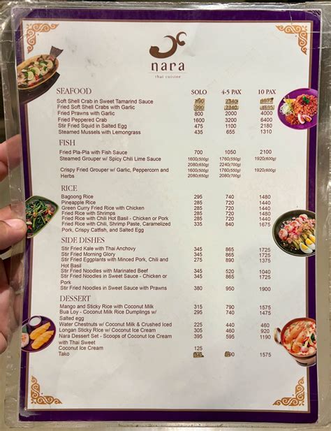 nara-ya menu|nara thai cuisine.